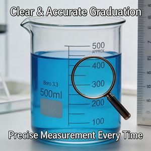 25-500ml Premium Borosilikat 3.3 Glasbecher mit Graduierung und Ausguss, Hochtemperaturbeständig für Laboranwendungen - Product Image 5