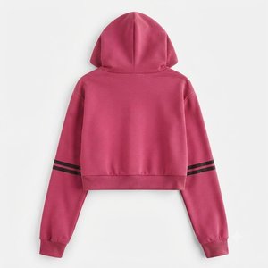 High Quality Custom Logo Women's Hooded Sweatshirt Solid Color Full Sleeve Knitted Breathable Short Length Autumn /Winter - Product Image 2