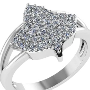Silver White <b>Crystal</b> Leaf <b>Ring</b> Women Elegant Fashion Jewelry Sterling Silver <b>Ring</b> Stylish Statement Accessory Gift Daily Wear - Product Image 4