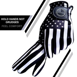 Guantes de Golf de Piel de Cabra con Diseño de Bandera Americana, Transpirables, con Relieve, para Hombre, Antideslizantes, con Cierre de Tirar, Deportivos - Product Image 2
