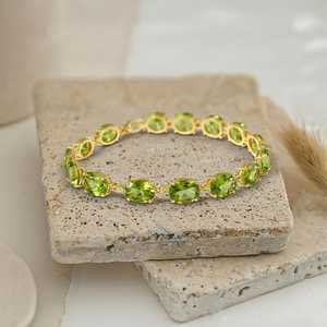 Pulsera de Peridoto Natural de Lujo Vintage, Plata de Ley 925, Hecha a Mano, Cadena de Tenis Única y Espectacular, Regalo de Joyería para Mujer - Product Image 5