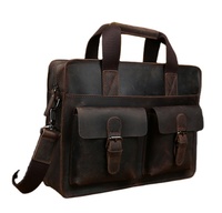 Tas Selempang Tote Kulit Asli Vintage Mewah Dua-dalam-Satu Buatan Tangan Dapat Disesuaikan Logo OEM Resleting Unisex