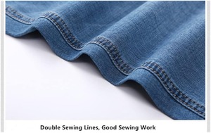 New Big Size Long Length <b>Mens</b> Streetwear Denim Shorts Breathable High Waist Loose <b>Stretch</b> Knitted Thin Summer Lightweight - Product Image 3