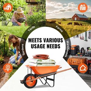5 Cu. Carrello da Giardino Monoruota con Capacità di Carico 330 Libbre, Larghezza 16 Pollici, con Manico in Metallo e Ruota in Polietilene - Product Image 3