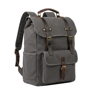 Canvas <b>Backpack</b> Durable Waterproof Travel School Bag <b>Large</b> Capacity Laptop Rucksack for Students Men Women - Product Image 1