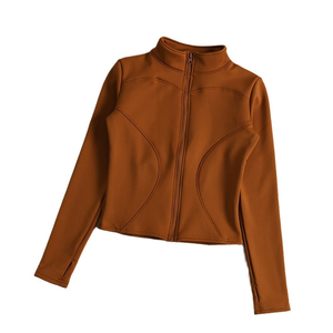 Chaqueta Deportiva de Yoga para Mujer, Otoño Invierno, Corte Ajustado, Manga Larga, Cuello Alto con Cierre, Estampado, Ropa Deportiva para Correr - Product Image 2