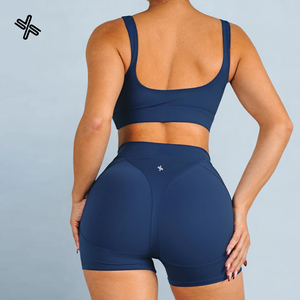 Ensemble de soutien-gorge de sport rose à bretelles croisées et leggings taille haute - Product Image 5