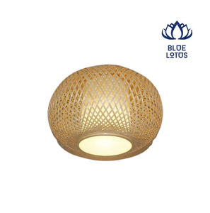 Lámpara Colgante Redonda de Ratán Blue Lotus, LED, Acabado Dorado, Lámpara de Techo Grande, Función de Cuidado de la Vista - Product Image 1