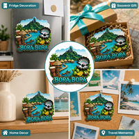 Aimant de réfrigérateur 3D en résine personnalisé, souvenir de la plage de Bora Bora, autocollant magnétique tropical