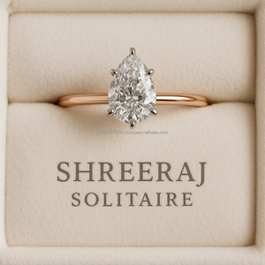 Anillo de Compromiso y Matrimonio de Moissanita con Corte de Pera de 2.00 Ct Original, VVS2, Engaste de Barra en Oro Amarillo, Certificado IGI, Regalo Nupcial para Fiesta - Product Image 2