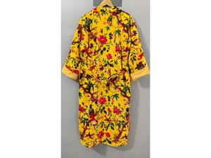 Robe kimono longue en velours tricoté imprimé jaune, épaisse, pour l'automne et l'hiver, veste de demoiselle d'honneur, peignoir pour femme - Product Image 5