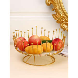 Corbeille à fruits de luxe Style nordique moderne or fini mariage panier métallique décoratif présentoir de fruits Base en marbre nouveau par TCD - Product Image 1