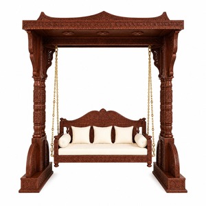 Balançoire en bois sur mesure pour espace de dessin, balançoire indienne traditionnelle en bois avec chaînes, design robuste en bois de teck, Royaume-Uni - Product Image 4