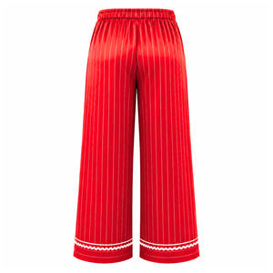 Delta| Sigma |Theta Women's Striped Pajama Set Button Front Long Sleeve Sleepwear Contrast Trim Lounge <b>PJs</b> With Drawstring Pants - Product Image 5