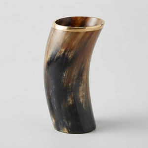 Handcrafted Eco-Friendly Buffalo Horn Glass <b>Cup</b> with Gold Brass Edge Curved Design From REHMAN CRAFT - Product Image 5