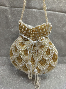 Top Look Potli <b>Bag</b> Women Ethnic Designer Embroidery Work Batwa Pearls Braided Chain Evening Handbag Stylish Bridal Fashion - Product Image 5