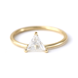 Women's 14K Gold Plated Lab Grown Triangle Cut Diamond 2.5 Carat IGI Certified Minimalist Engagement <b>Ring</b> - Product Image 4