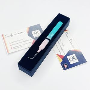 Pince à cils en acier inoxydable massif à prise diamant à 90 degrés de couleur personnalisée pince à épiler d'extension de cils produit durable - Product Image 2