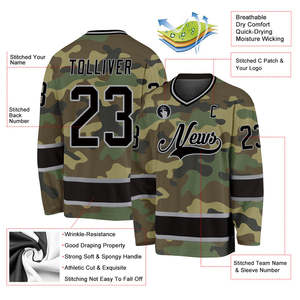 เสื้อฮอกกี้น้ำแข็งแบบสั่งทำได้ คอวี ระบายอากาศได้ดี แขนยาว พิมพ์โลโก้ทีมด้านหน้า ทรงปกติสำหรับผู้ใหญ่ ผลิตจากโพลีเอสเตอร์ 100% - Product Image 3