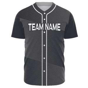 Maillot de baseball personnalisé pour hommes, noir à rayures, boutonné, respirant, uniforme d'équipe de softball, chemise de sport athlétique pour équipes - Product Image 2