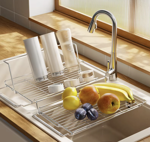OEM/ODM Vietnam Égouttoir pliant télescopique en acier inoxydable pour évier, étagère de rangement de cuisine - Product Image 3