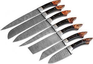 7 PCS Damascus Steel Chef <b>Knife</b> <b>Set</b> with Resin Handles Ambidextrous Design Coated Blades-Nordic Forge Professional Kitchen Tools - Product Image 1