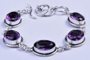 925 Sterling Silver Gemstone Bracelet, Faceted Crystal Gemstone Silver Jewelry, Antique Oxidized Jewelry Supplier wholesaler - Product Image 4