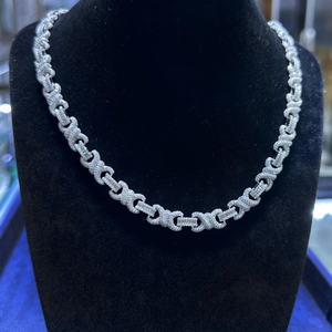 AMBER JEWELS Unisex 925 Silver Moissanite Chain <b>Bracelet</b> Brilliant Cut Cross Geometric Hiphop Style IGI Certified Party Wear - Product Image 1