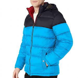 Chaqueta acolchada con capucha para hombre, color rojo marino, a prueba de viento, informal, de invierno, gruesa, con relleno de poliéster y cremallera - Product Image 5