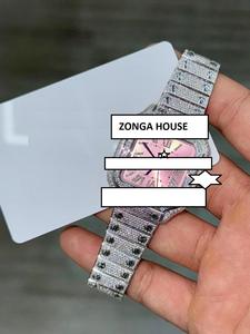 Reloj de Lujo Unisex de Acero Inoxidable con Movimiento Mecánico, Diamantes Moissanite VVS1, Totalmente Cubierto de Diamantes, Correa Deportiva de 20 mm, Cristal - Product Image 4