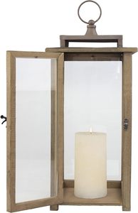 Rustic Wooden Candle Lantern Decorative Glass Lantern for Home <b>Wedding</b> <b>Table</b> Centerpiece Farmhouse Decor - Product Image 2