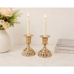 Juego de Portavelas Cónicos de Latón Vintage, Candelabros Acanalados en Oro Antiguo para Centro de Mesa de Boda, Decoración Festiva de Navidad - Product Image 6