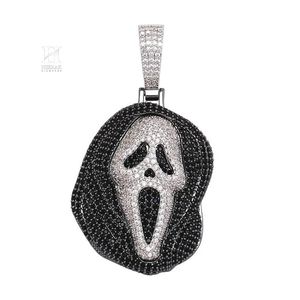 Colgante Personalizado de Ghostface con Diamantes de Laboratorio VVS en Blanco y Negro, Colgante de Personaje de Película, Joyería Hip Hop para Hombre - Product Image 1