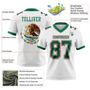 Camiseta de Fútbol Americano Personalizada para Hombre, Cuello en V, Manga Corta, Estampado de Bandera Sublimado, Poliéster que Absorbe la Humedad, Nombre del Equipo 00 - Product Image 5
