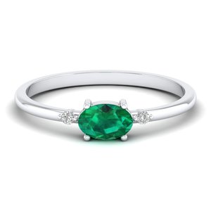 REYES Original Design Oval Cut 0.75 Carat Emerald Gemstone <b>Rings</b> in 925 Sterling Silver GRA Certified Moissanite Jewelry - Product Image 1