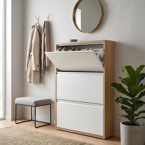 Metal Shoe Storage Cabinet with Adjustable Shelves, Modern Shoe <strong>Cupboard</strong> for Home Furniture Sets - Product Image 2
