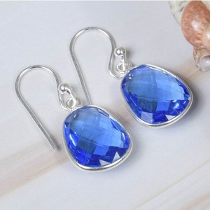 Wholesale Natural Tanzanite <b>Earrings</b> 925 <b>Sterling</b> <b>Silver</b> Handmade Faceted Pear Tanzanite Drop <b>Dangle</b> <b>Earrings</b> - Product Image 3