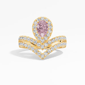 แหวนเพชรโมอิสซาไนต์สีชมพูทรงลูกแพร์สำหรับผู้หญิง ดีไซน์คลาสสิก ประดับเพชร 1.27 กะรัต ชุบโรเดียม รับรองโดยผู้เชี่ยวชาญ 10K 14K - Product Image 5