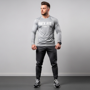 REXFIT SPORTS Camisetas Deportivas de Manga Larga para Hombre, Tejido Deportivo Suave, Proveedor de Ropa Casual OEM - Product Image 1
