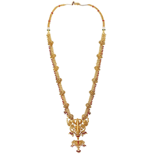 Gold Plated Brass South Indian Temple Regular Haaram Necklace and Earring Set-Wedding Fashion Jewelry - Product Image 1