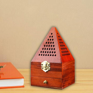 Brûleur d'encens arabe de luxe en bois, forme pyramide, Mabkhara en bois, brûleur Mubkhar pour Oud Bakhoor, décoration d'intérieur, cadeau Mubkhar - Product Image 3