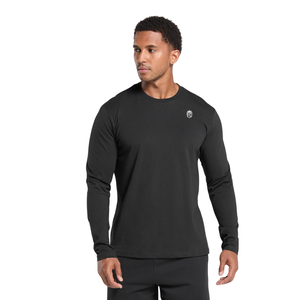 Camiseta Deportiva de Manga Larga para Hombre, Corte Regular, Suave y Transpirable, para Gimnasio, Entrenamiento, Color Negro - Product Image 1
