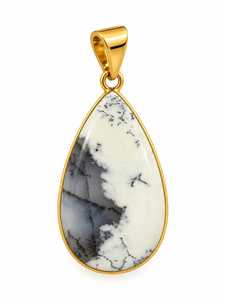 Pendentif en opale dendrite, pierre de naissance, fait main, plaqué or, breloques en argent 925, cristal de guérison, bijoux de mariage, votre choix - Product Image 2