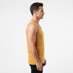 Camiseta Deportiva sin Mangas para Hombre, Color Amarillo Mostaza, Chaleco de Fitness Ligero con Cuello Redondo, Camiseta de Entrenamiento para Gimnasio - Product Image 4
