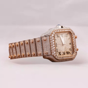 Reloj de Lujo con Incrustaciones de Moissanita Estilo Hip Hop, Unisex, de Cuarzo, con Números Romanos, Analógico, con Diamantes - Product Image 3