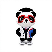 Peluche Personalizado Ecológico del Profesor Panda, Mascota Escolar de Graduación, Muñeco de Peluche con Gorro, Gafas, Bata de Laboratorio y Libros para Niños