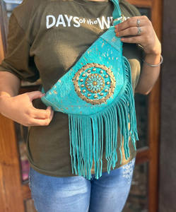 Hand Stitched Cowhide Metallic Fur Leather Hip Bags Multi Color Hip <b>Pockets</b> <b>Belts</b> Waist <b>Pocket</b> <b>Belt</b> Fringe Cow Hair Fringe <b>Belts</b> - Product Image 2