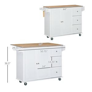 Carrello da Cucina Versatile con Ruote Bianche, Piano Ribaltabile, Portasciugamani/Portaspezie, Cassetti, Mobiletto, Design Moderno Portatile in MDF - Product Image 3