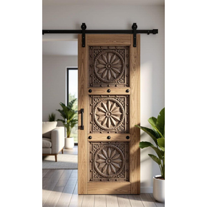 ประตูบานเลื่อนไม้แกะสลักลายดาวแมนดาลาสุดหรู งานฝีมือประณีต ตกแต่งทางเข้าภายในอย่างมีศิลปะ - Product Image 5