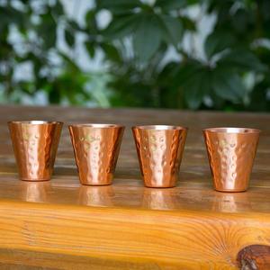 Hammered Copper Shot Glass <b>Set</b> of 4 - 100ml Pure Copper <b>Espresso</b> & Tequila <b>Cups</b> - Handcrafted Copper Moscow Mule Barware Bulk - Product Image 2